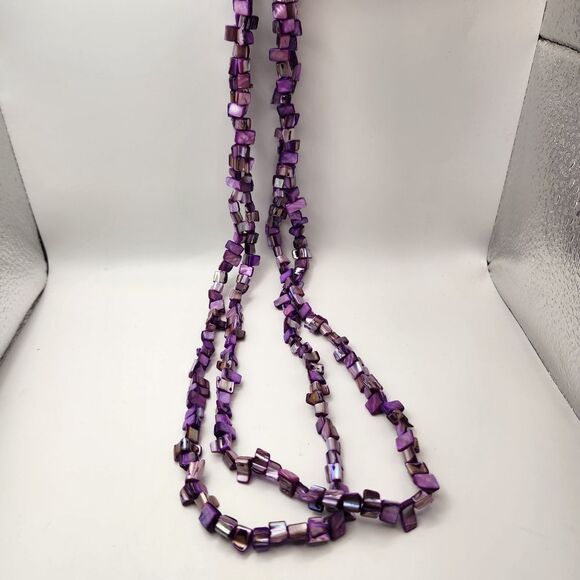 Unbranded Elegant Purple Beaded Necklaces Set Of 2 Each 16" Long - Picture 3 of 4